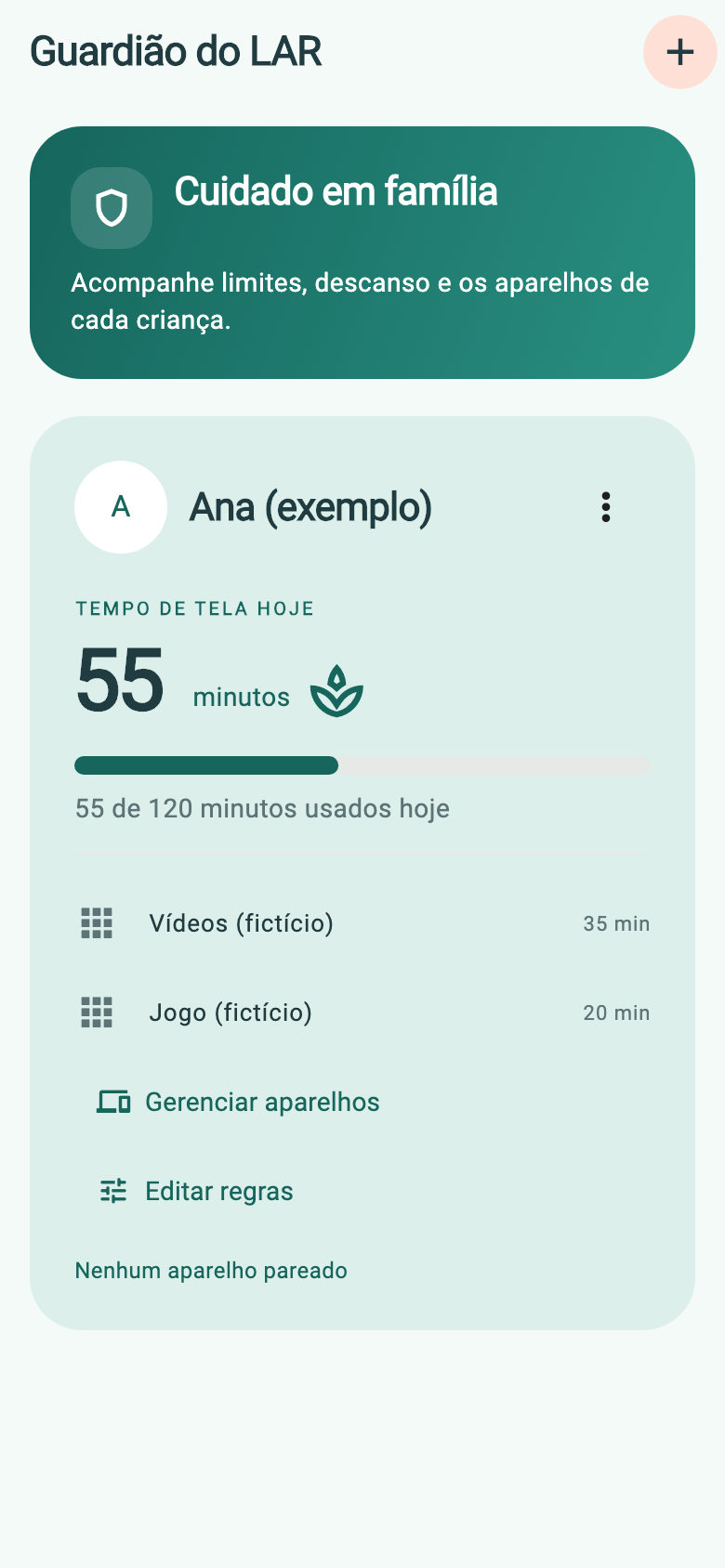 Tela demonstrativa do Guardião do LAR